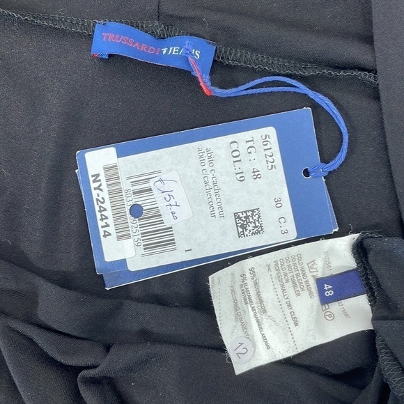 Trussardi Jeans NWT Midi Dress Long Sleeve Rectangle Neck Black Size X Large XL - Picture 12 of 16